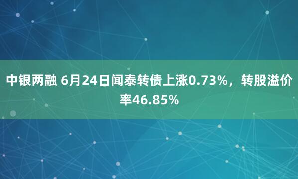 中银两融 6月24日闻泰转债上涨0.73%，转股溢价率46.85%